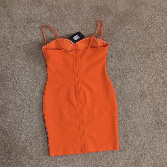 Bold Orange Embellished Mini Dress - Picture 4 of 4
